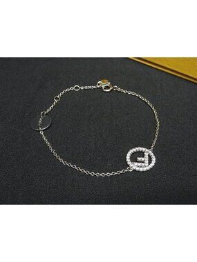 Fendi F's Line Stone Bracelet Silver